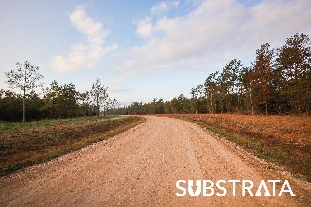 Long dirt road that used Perma-Zyme for its construction