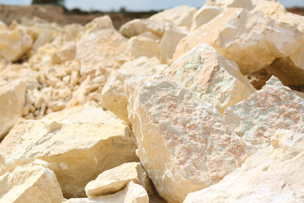 Blocks of limestone rock