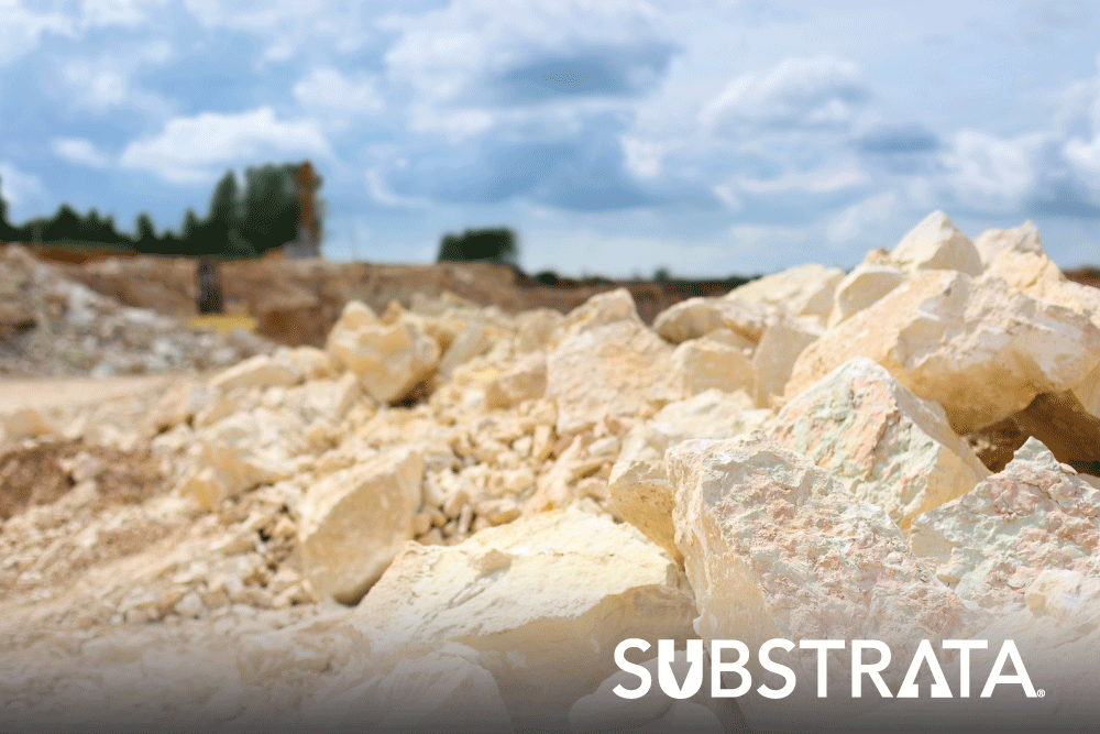 Close-up of cream colored limestone rock pieces