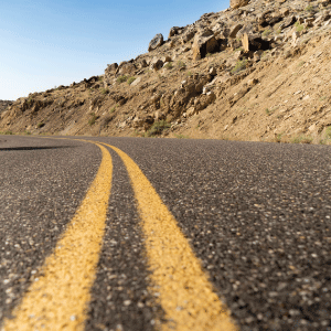 Close up of a paved road with Perma-Zyme treated subbase