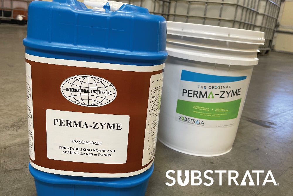 Original Perma-Zyme packaging by International Enzymes and new Perma-Zyme packaging by Substrata