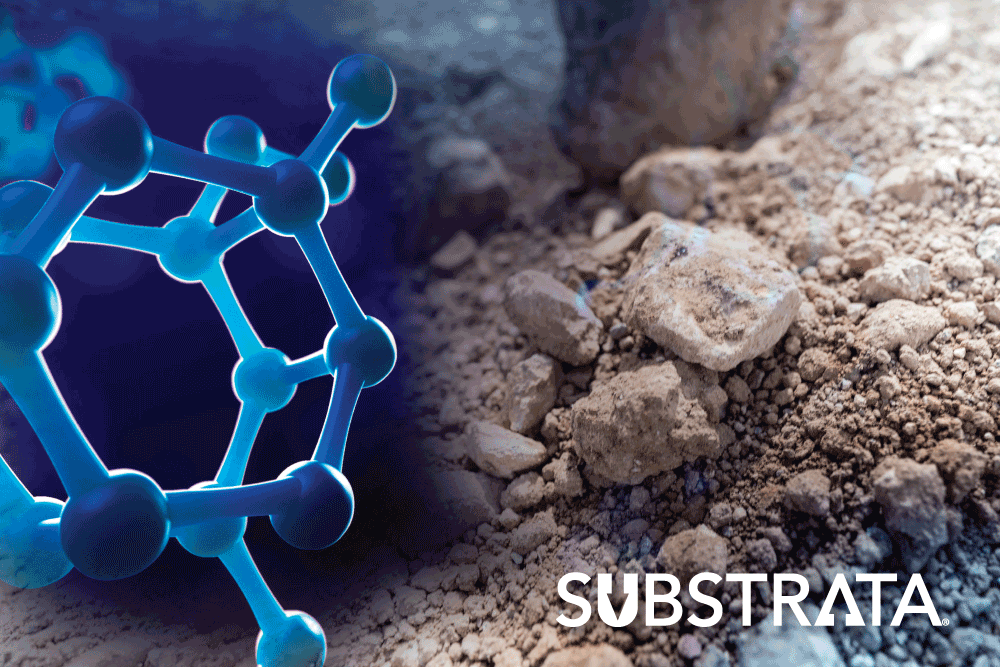 Enlarged digital polymer molecule with soil