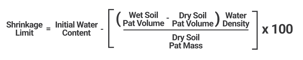Equation to calculate soil's shrinkage limit