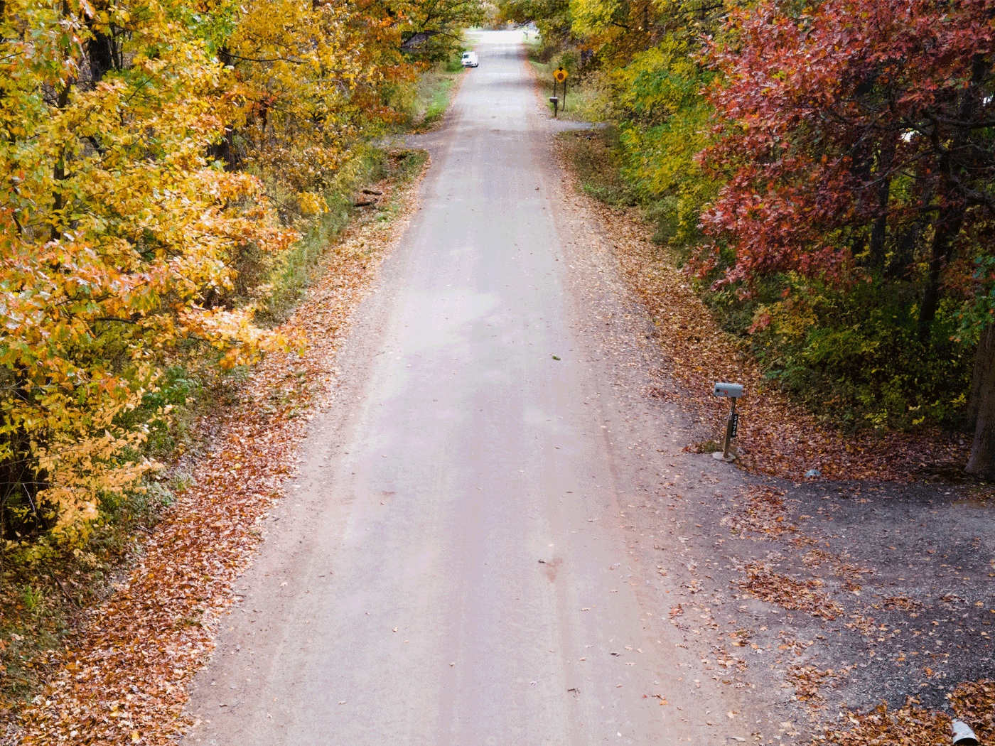 Straight-on view of completed Perma-Zyme stabilized road in Atlas Township