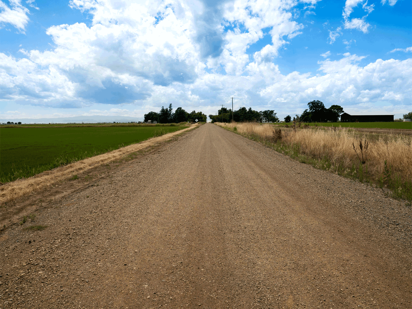 Straight-on view of completed Perma-Zyme stabilized road in Princeton