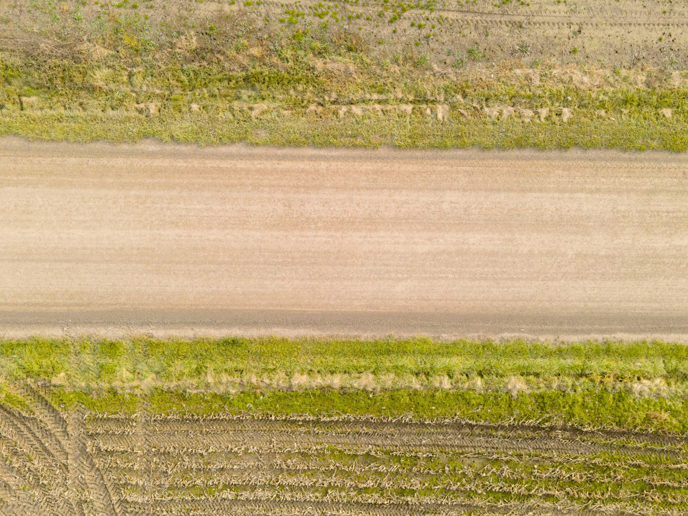 Overhead view of completed Perma-Zyme stabilized road in Montrose Township