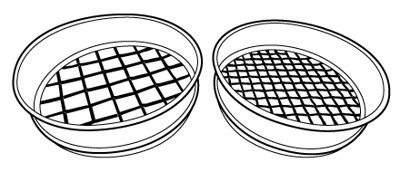 Different sized sieves for sieve analysis test