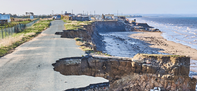 Road that collapsed due to erosion