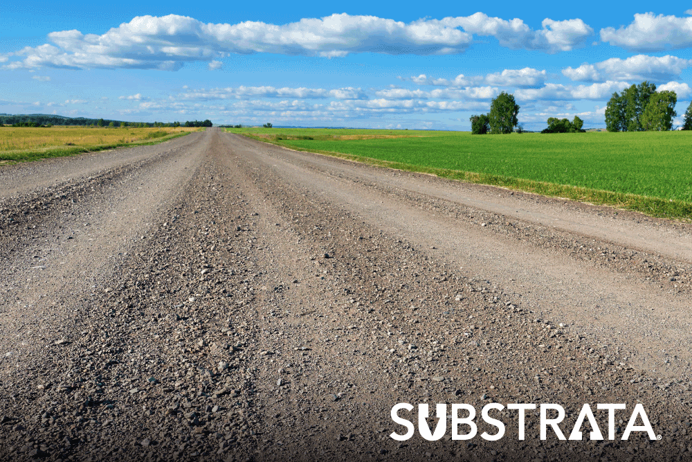 Dirt road that needed soil amendments in Indiana