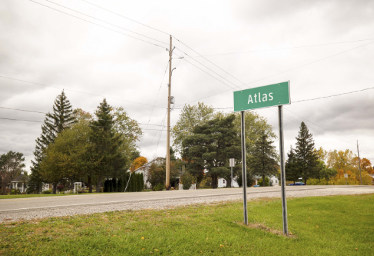 Road sign for Perma-Zyme customer Atlas Township in Michigan